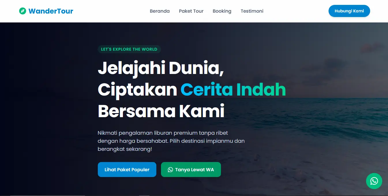 Hasil pengerjaan jasa pembuatan website bisnis travel oleh Ardisite